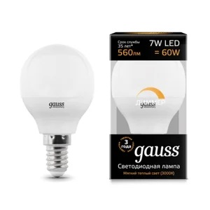 Лампа Gauss LED Globe-dim E14 7W 3000К диммируемая Улыбка Света